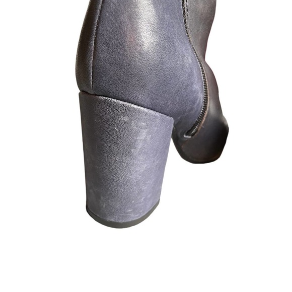 Davos Gomma Womens Leather Side Zip Block Heel Boots Round Toe Size 6.5US Blue - Picture 6 of 9